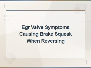 Egr Valve Symptoms: Diagnosing Brake Squeak When Reversing